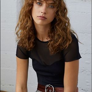Free People sheer, black top